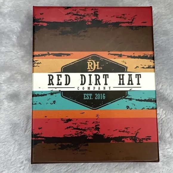 Red Dirt Hat Co Mens Leather Card Case Southwest Canvas NWT & Box - Picture 8 of 8
